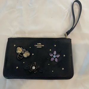 NWOT black jeweled Coach wristlet